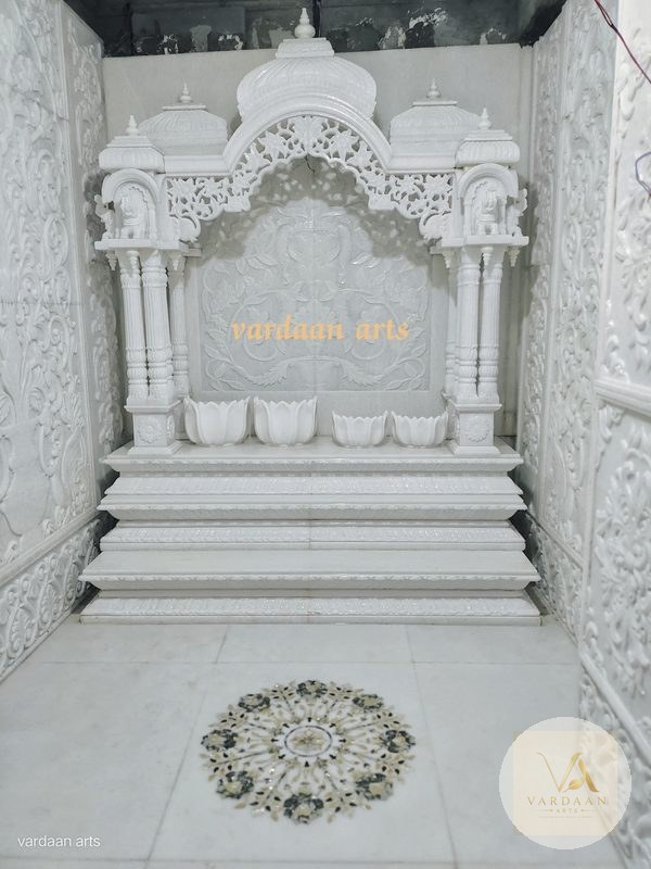 Arched Sanctum Temple — hand-carved Makrana marble Indoor Temples for home by Vardaan Arts