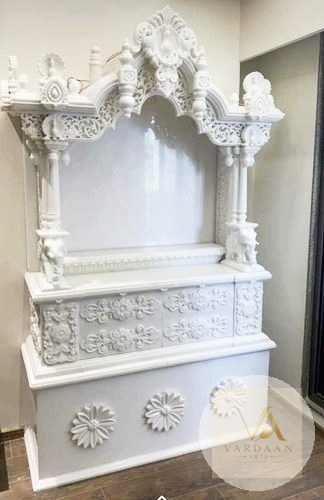 Elegant Arched Column Mandir — hand-carved Makrana marble Indoor Temples for home by Vardaan Arts