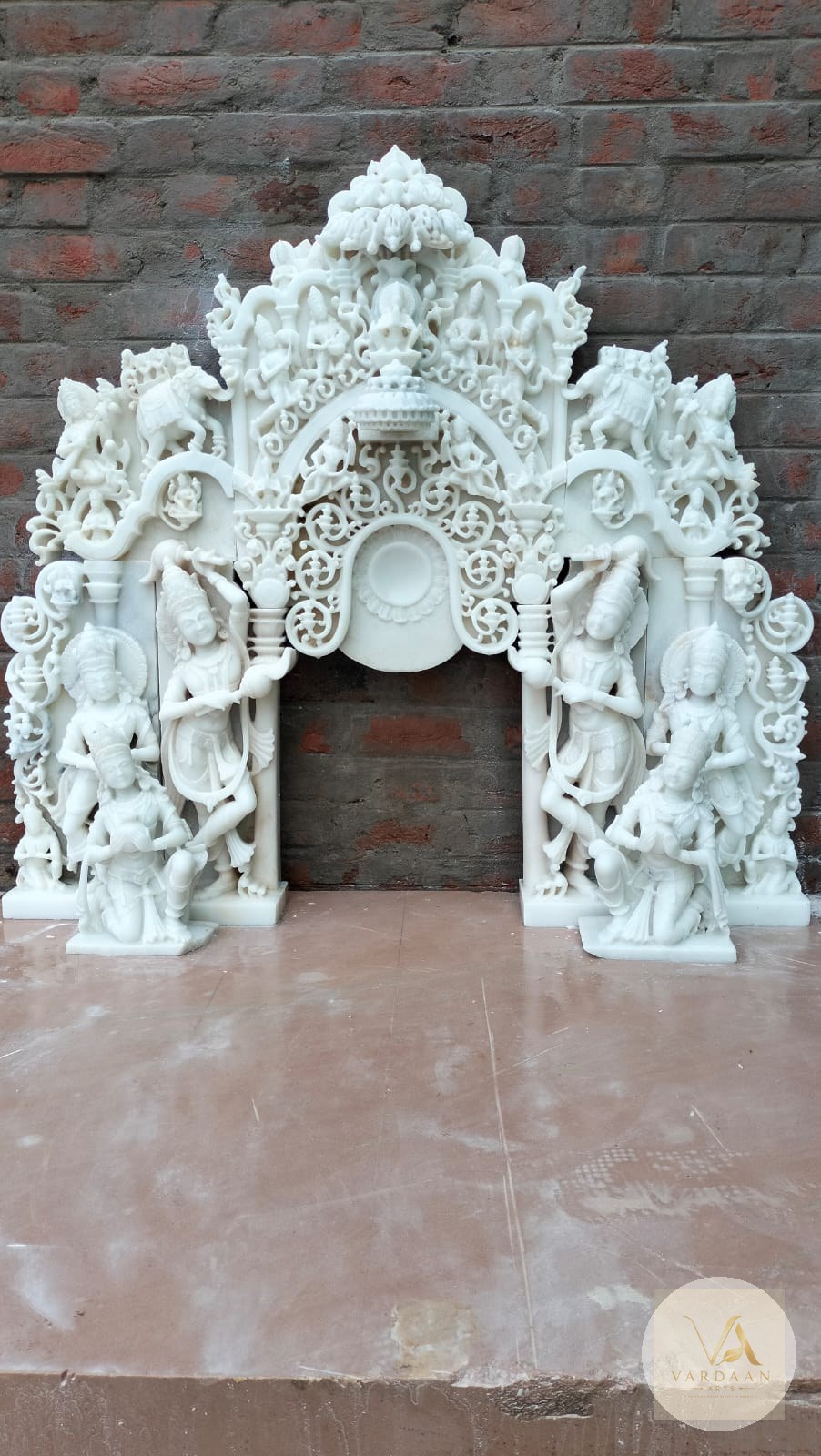 Jain Temple Parikar — Devta Panel — hand-carved Makrana marble Indoor Temples for home by Vardaan Arts