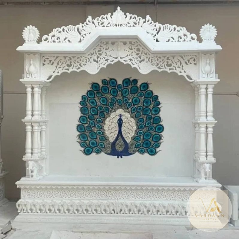 Twin-Dome Om Mandir — hand-carved Makrana marble Indoor Temples for home by Vardaan Arts