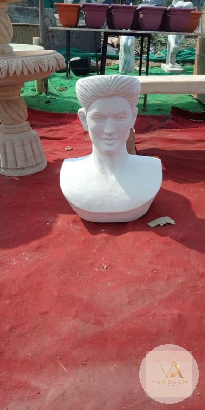 Minimalist Marble Bust — hand-carved Makrana marble Modern Art for home by Vardaan Arts
