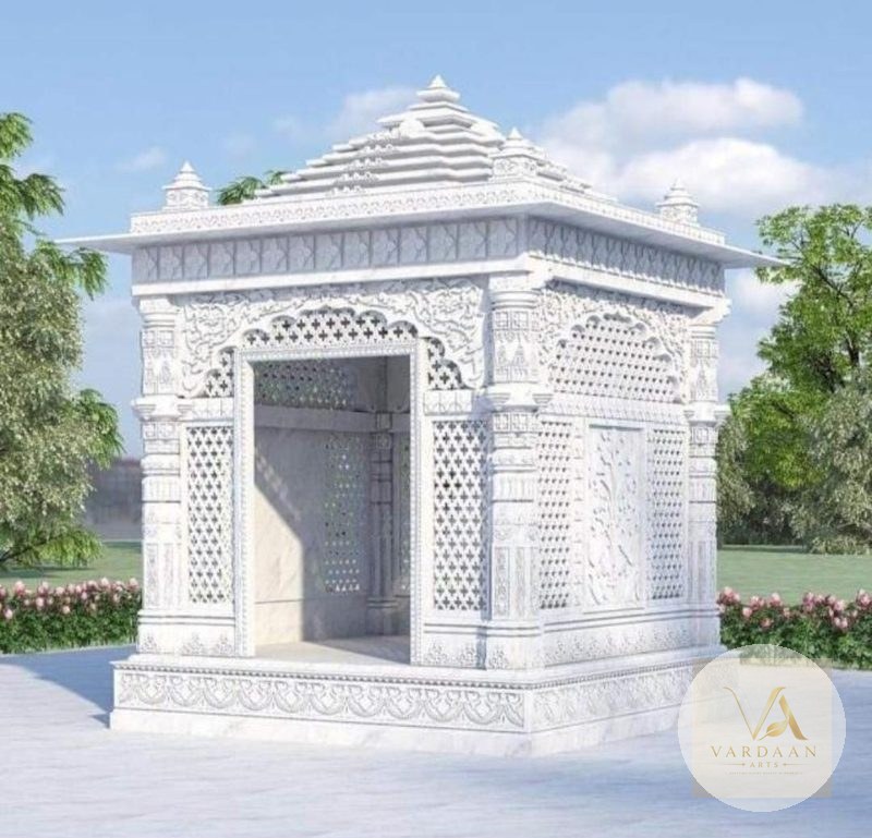 Garden Mandap Temple — hand-carved Makrana marble Outdoor Temples for home by Vardaan Arts