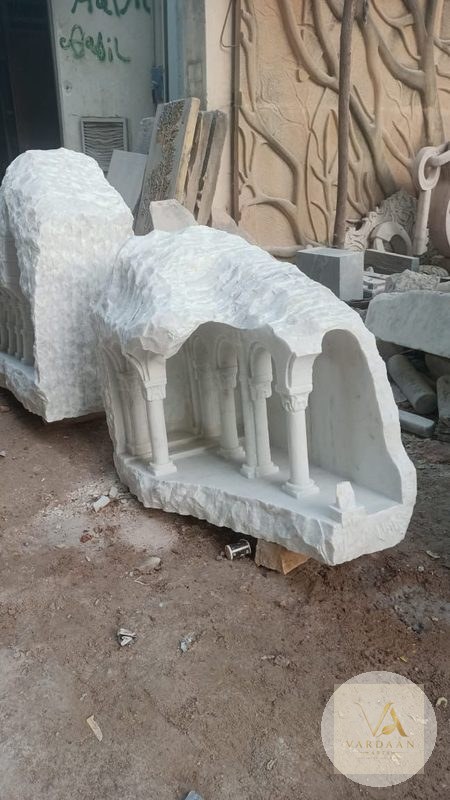 Rock-Cut Arcade — hand-carved Makrana marble Roman Art & Sculpture for home by Vardaan Arts