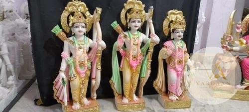 Ram Darbar Trio — hand-carved Makrana marble Statues for home by Vardaan Arts